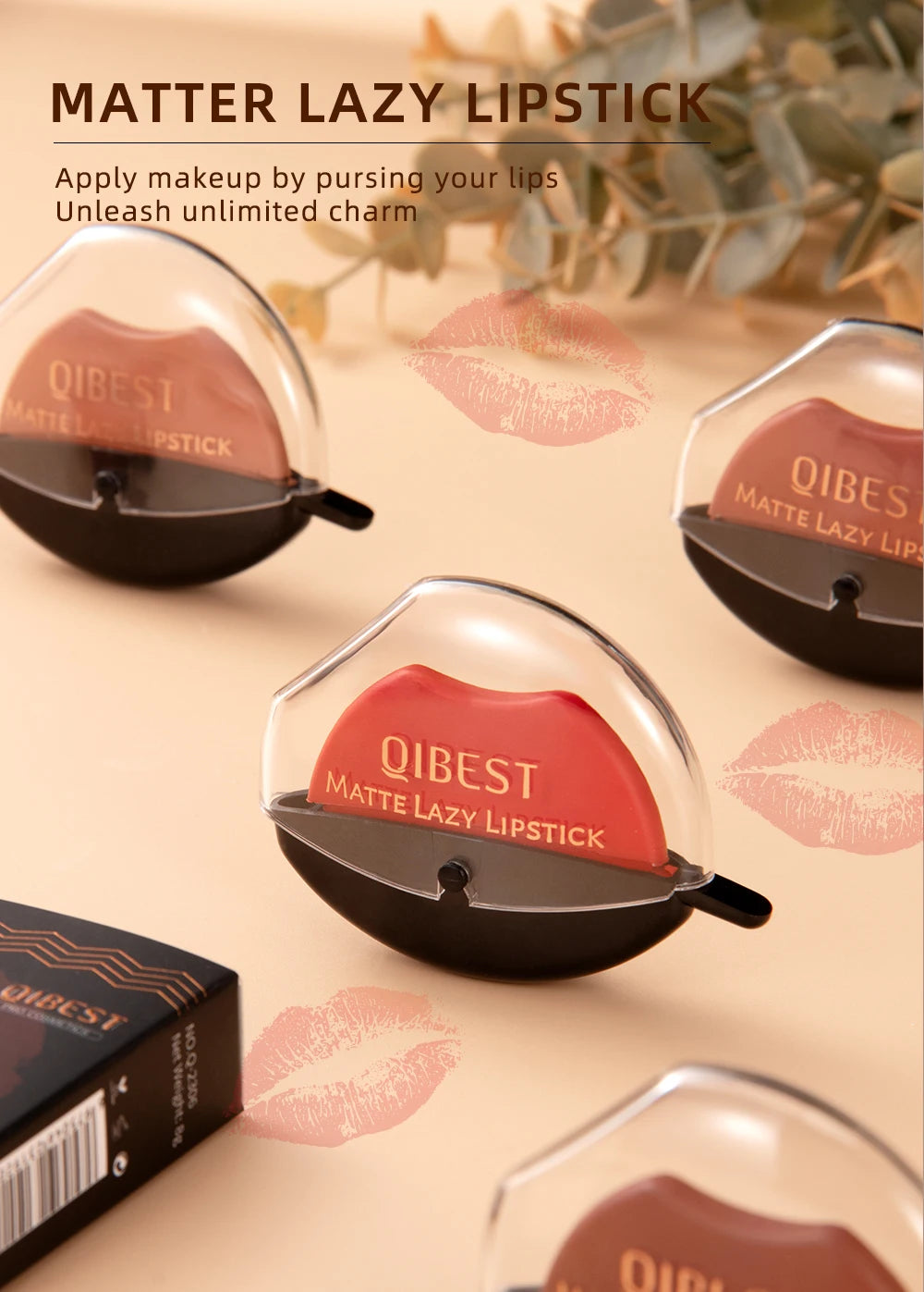 Lip-shaped lipstick seal Sip into makeup lazy blush lipstick Matte makeup effect Moisturizing lip gloss Waterproof non-stick cup