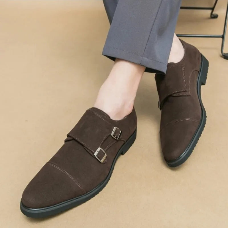 High Quality Leather Shoes for Man Fashion Belt Buckle Suede Casual Men Shoes Designer Busines Men Dress Shoes Zapatillas Hombre