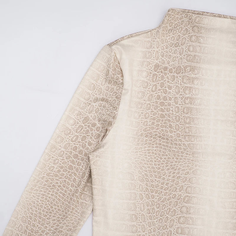 CUTENOVA Fall New Arrival Hottie Girl Long-Sleeve Fitted Snake Print Stand Collar Bodycon Mini Dress Elegant Stylish Streetwear