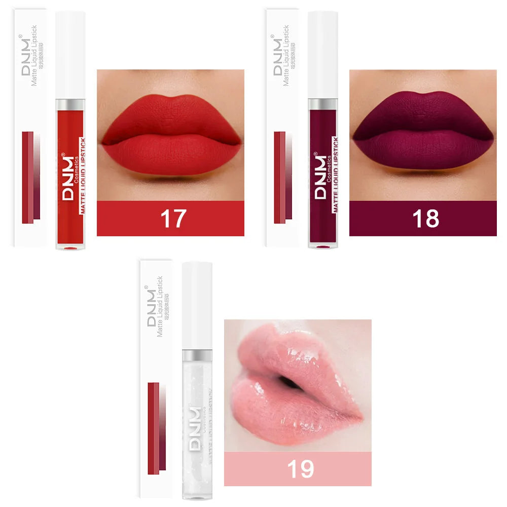 DNM 19 Colors Matte Lip Gloss Waterproof Long-lasting Non-fading Lip Glaze Multi-color Non-stick Cup Lipstick Lipgloss
