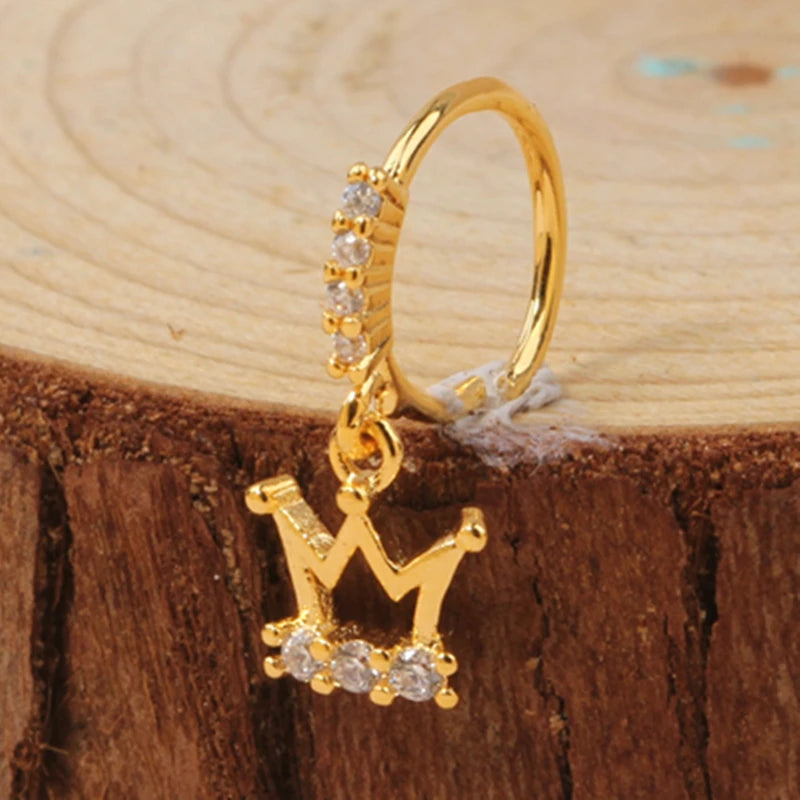 Gold Plated Pendant Nose Ring Hoop for Women Crystal Nose Hoop Protection Jewelry Nose Piercing Cartilage Earring Piercing