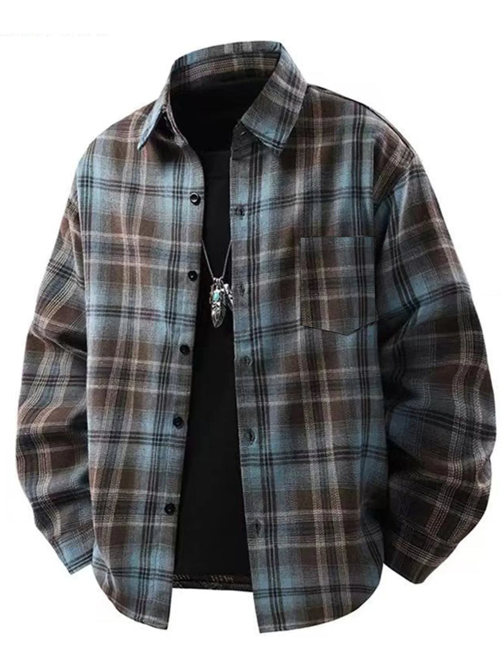 Men's Hong Kong-style plaid shirt, long sleeve, spring and autumn, stylish and high-end long-sleeve plaid shirt, trendy checkere