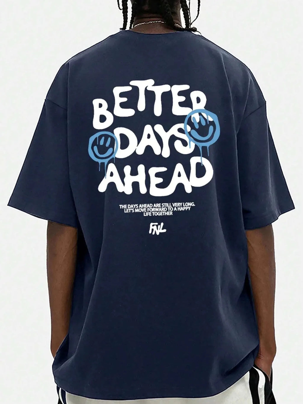 Better Days Ahead Letter Graphic Men Cotton T-Shirt O-Neck Casual Oversize T-Shirt Fashion Tee Clothes Summer Loose Tshirt