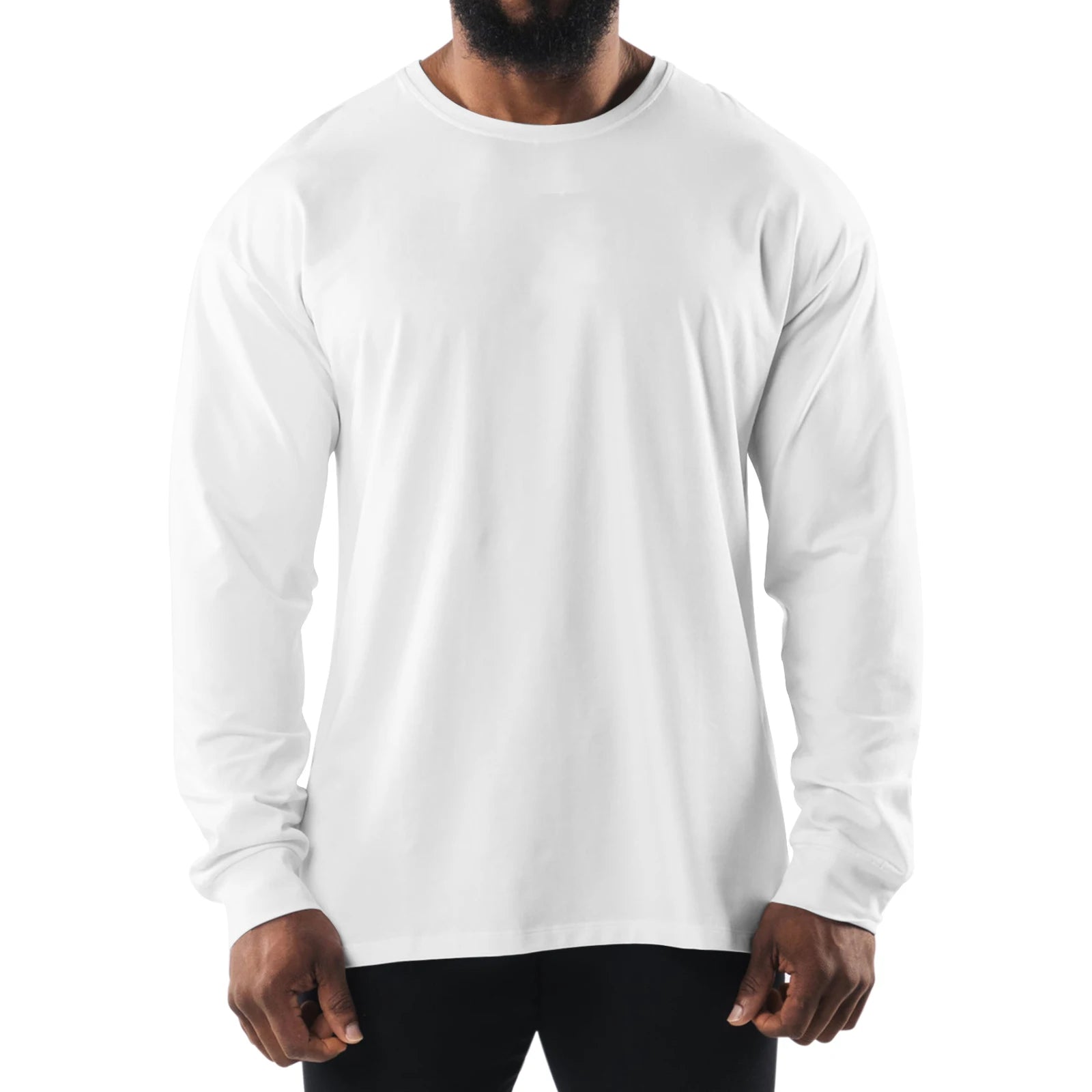 Men's T Shirt Long Sleeve Crewneck Tee Shirts Classic Loose Fit Workout Tops for Men Gym Clothes S-XXL