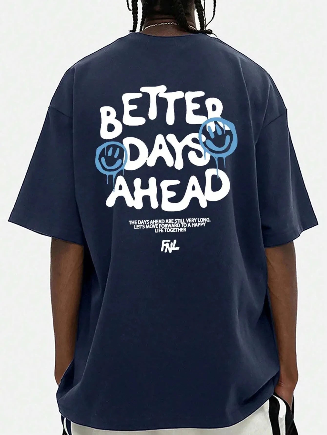 Better Days Ahead Letter Graphic Men Cotton T-Shirt O-Neck Casual Oversize T-Shirt Fashion Tee Clothes Summer Loose Tshirt