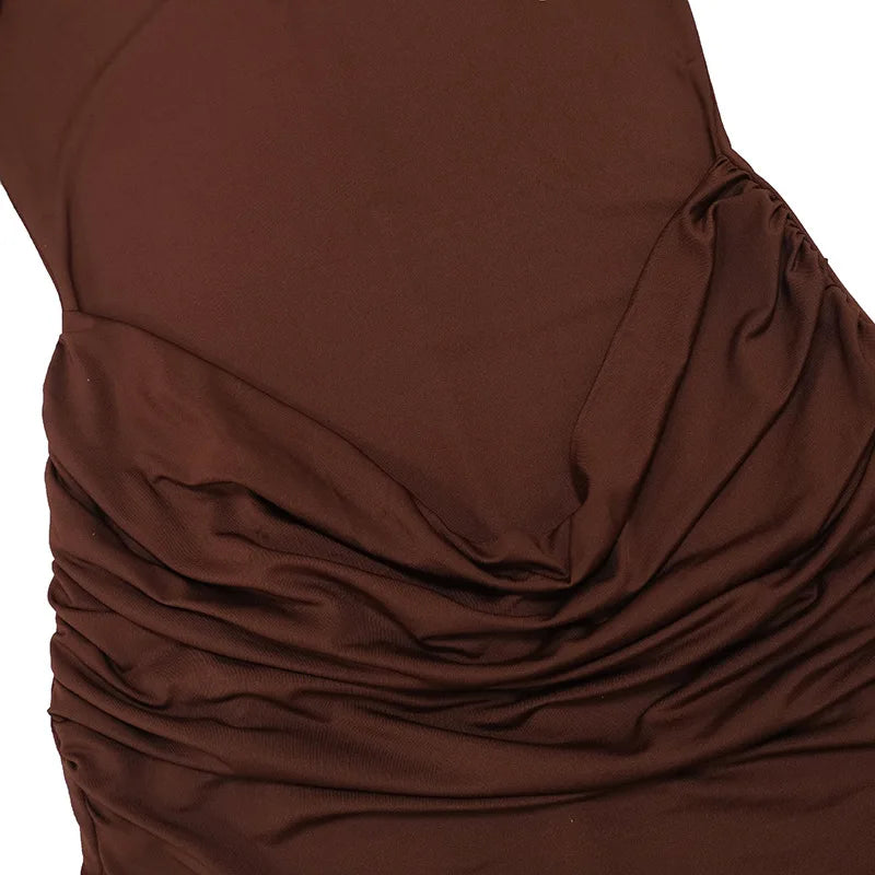 Winter Women Sexy Solid Bodycon Mini Dress Turtleneck Pleated Long Sleeve Slim Vestidos Elegant High Waist Club Party Streetwear