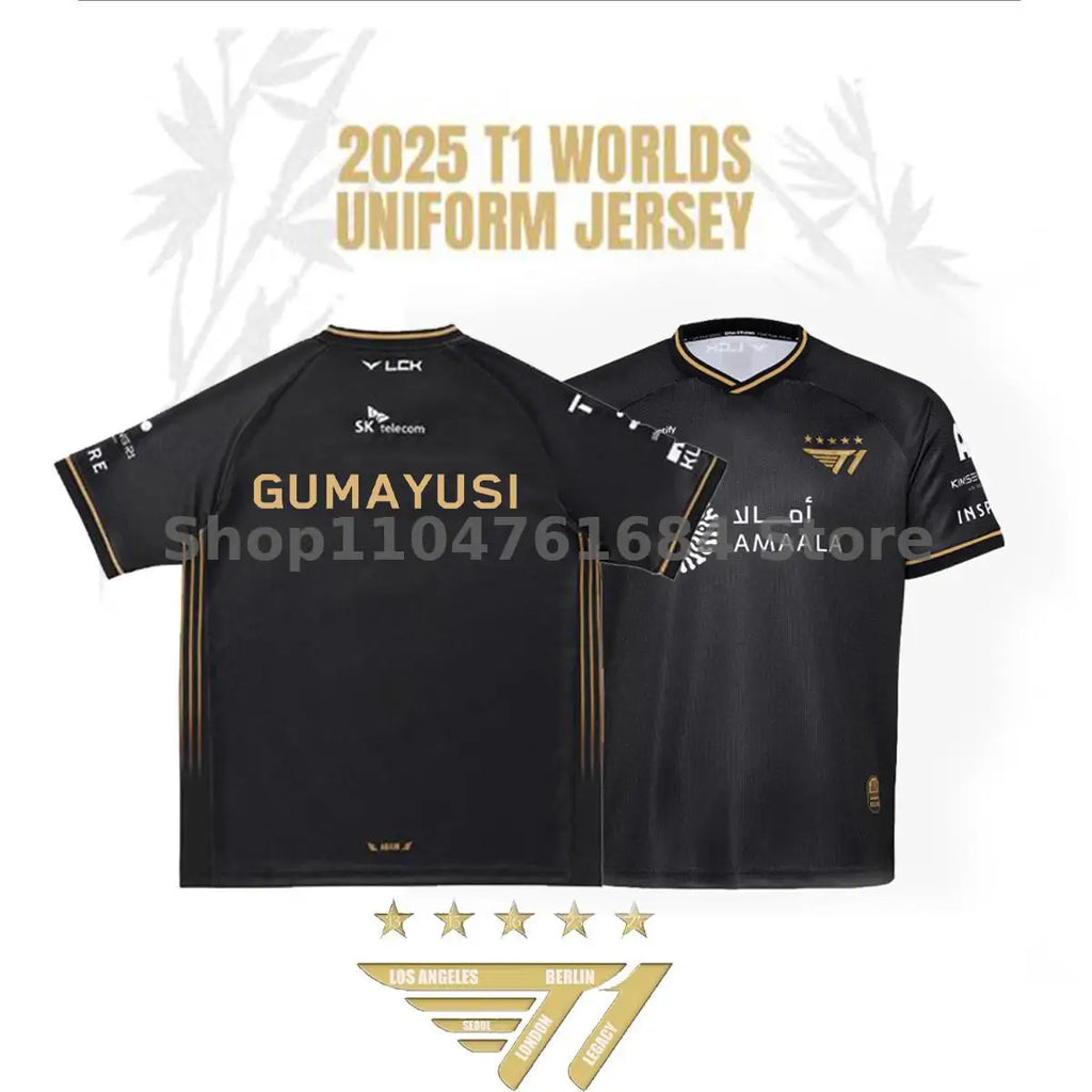 2025 New T1 Esports Team Uniform T-shirt League Of Legends World Finals Jersey T Shirt Lol Games Faker Fan Support Men Clothes