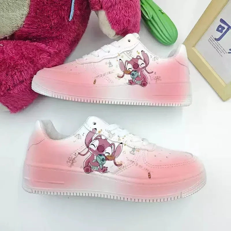 New Disney women cartoon Stitch cute White  Casual shoes soft sports shoes for girlfriend lady gift EU size 35-44