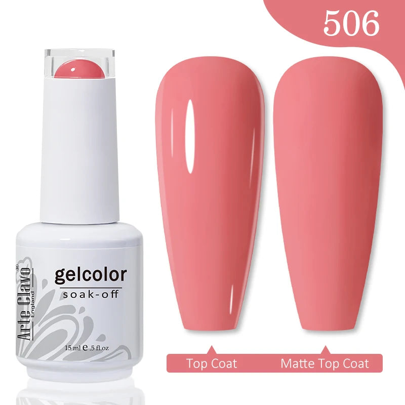 Arte Clavo 15ml Rose Red Pink Color Gel Nail Polish Autumn Winter Hot Sale Long Lasting Soak Off For Manicure Nail Art Gel