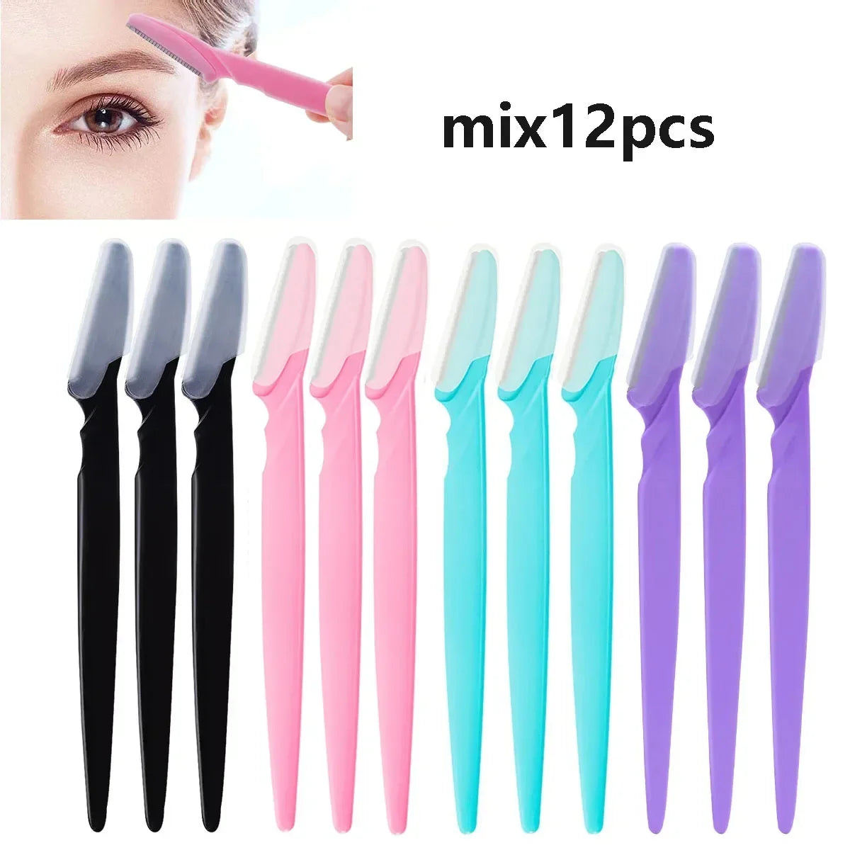 6/12Pcs Set Precision Eyebrow Razor Kit - Multipurpose Exfoliating Dermaplaning Tools and Facial Razor for Women and Men