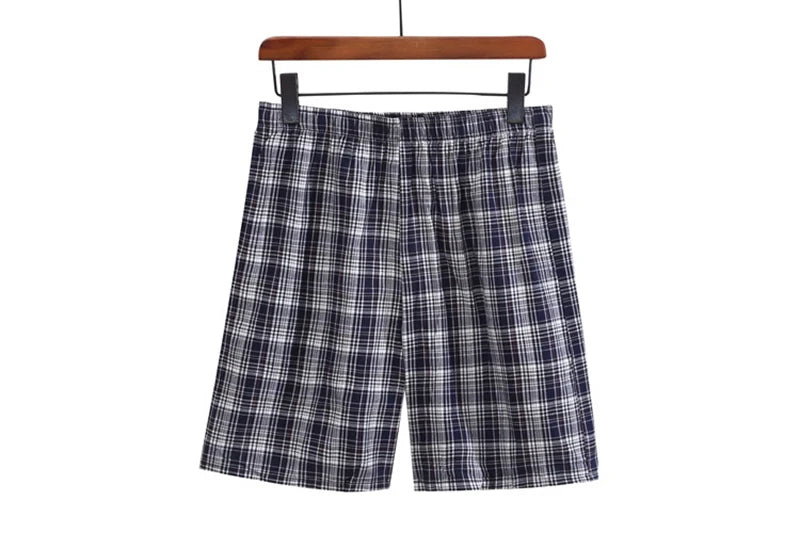 100% Cotton Mens Underwear Boxers Shorts Male Casual Sleepwear Underpants Plaid Loose Comfortable Homewear Sleeping Short Pants