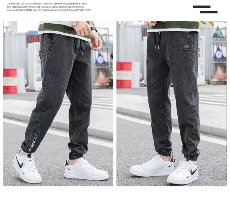 New Big Size 8XL Men's Jogger Jeans Streetwear Black Blue Casual Denim Cargo Pants Stretch Cotton Taper Jeans Baggy Trousers