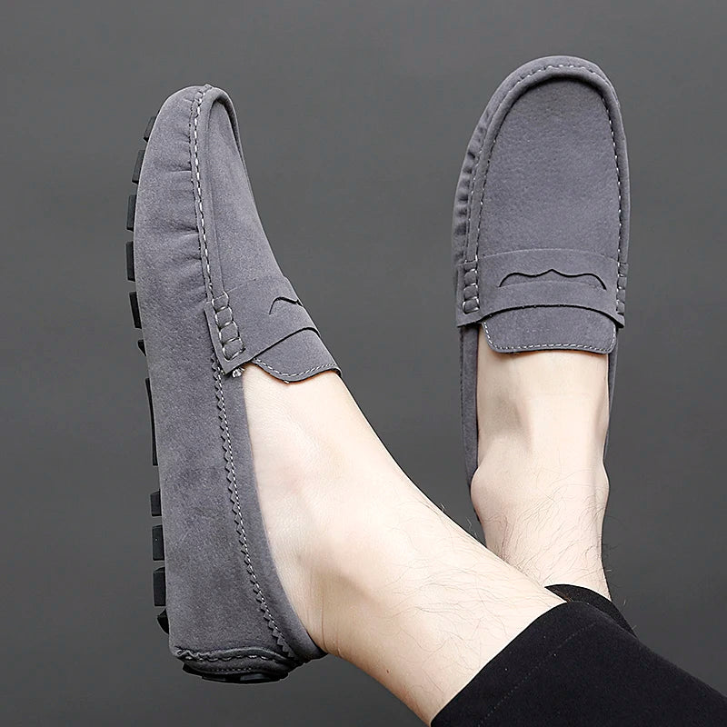 Suede Leather Mens Loafers New Fashion Walking Shoes New Comfy Man Drive Flats Classic Original Style Men Casual Shoes Moccasins