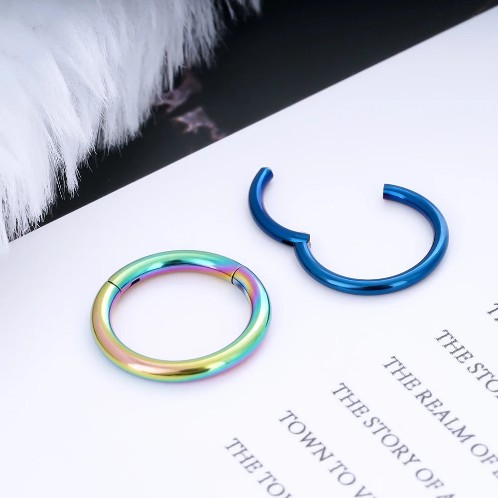 Wholesale G23 Titanium Piercing Nose Ring Hoop Earring For Women Jewelry Lip Ear Ring Hoop Mixed Color Body Clips Hinge
