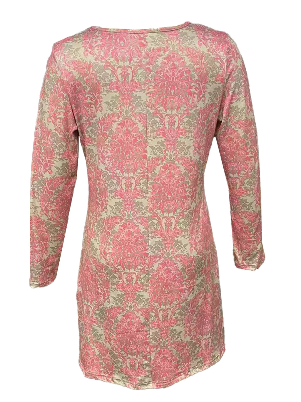 Women's Retro Floral Print round Neck Long Sleeve Dress Casual One-Piece Skirt European And American Cross-Border Simple Design