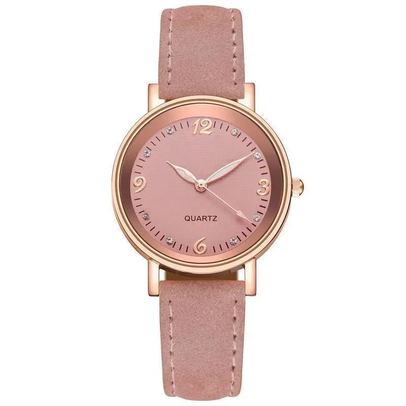 Light Luxury Luminous Quartz Wristwatches for Women Elegant Leather Band Analog Quartz Watches Casual Versatile Watches