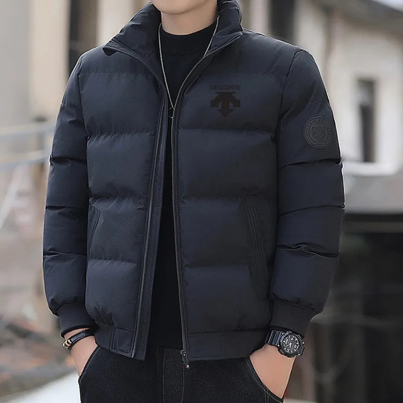 2026men's padded cotton jacket, tiger head logo, short, thick, casual, men's Parker coat, fashionable winter,