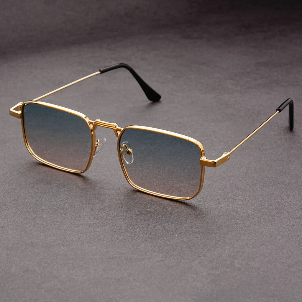 Fashion Rectangle Sunglasses Men Women Vintage Square Driving Sun Glasses Luxury Brand Metal Frame Eyewear Lentes De Sol Hombre