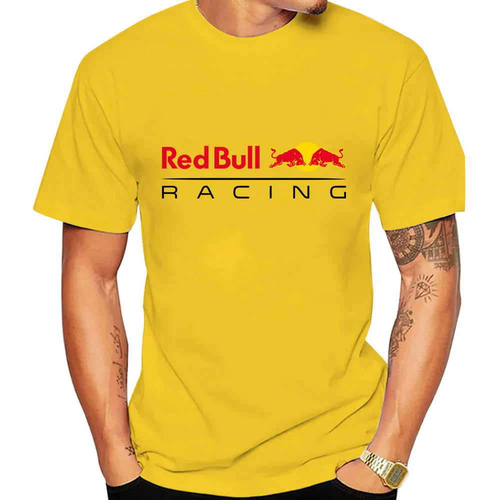 Red Bull Logo Racing Team Men Summer T-shirt Short Sleeve Women T Shirts 100% Cotton Fashion Couple Oversized Clothes Tees Tops