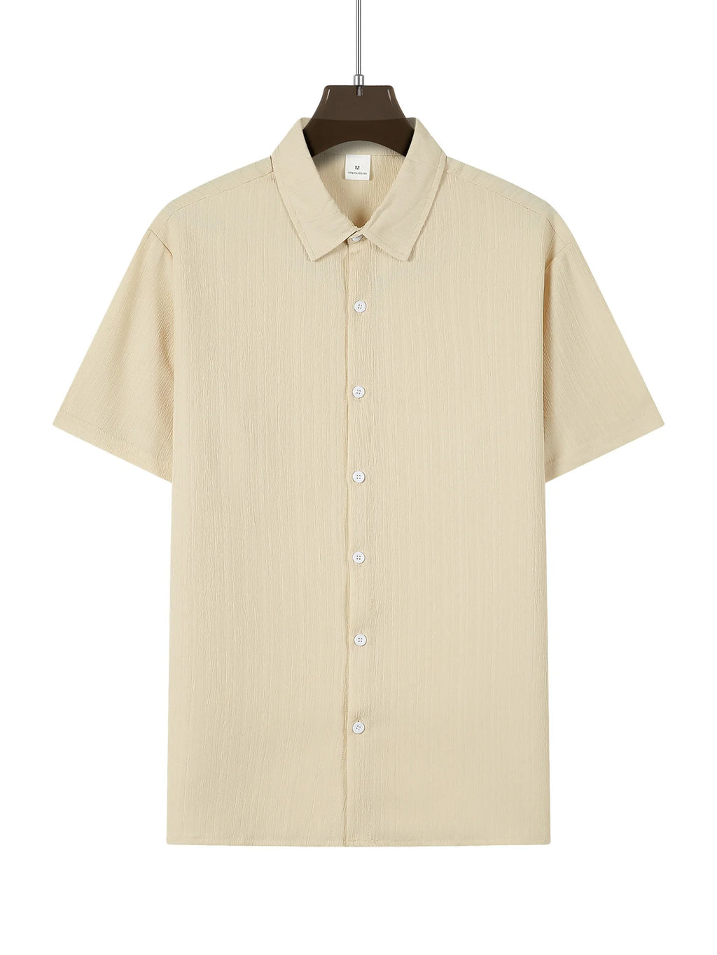 European and American men's shirt set solid color vertical strip lapel short-sleeved casual pants home daily beach set