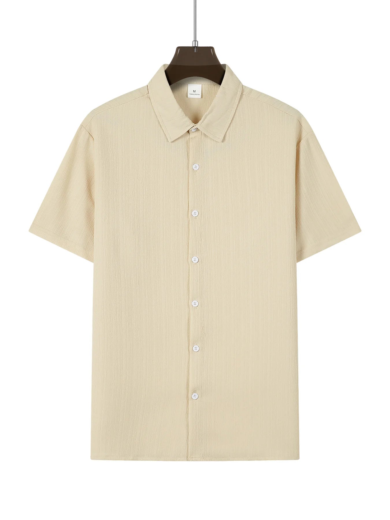 European and American men's shirt set solid color vertical strip lapel short-sleeved casual pants home daily beach set