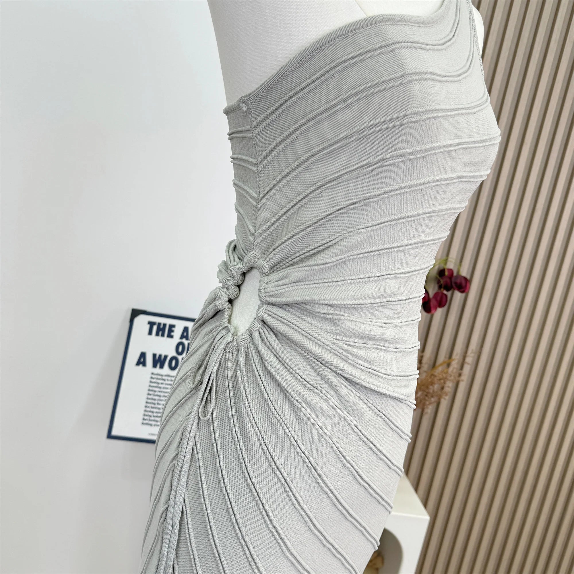 Women Elastic Summer Simple Party Dresses Sexy Irregular One Shoulder Stripe Sheath Pencil Dress