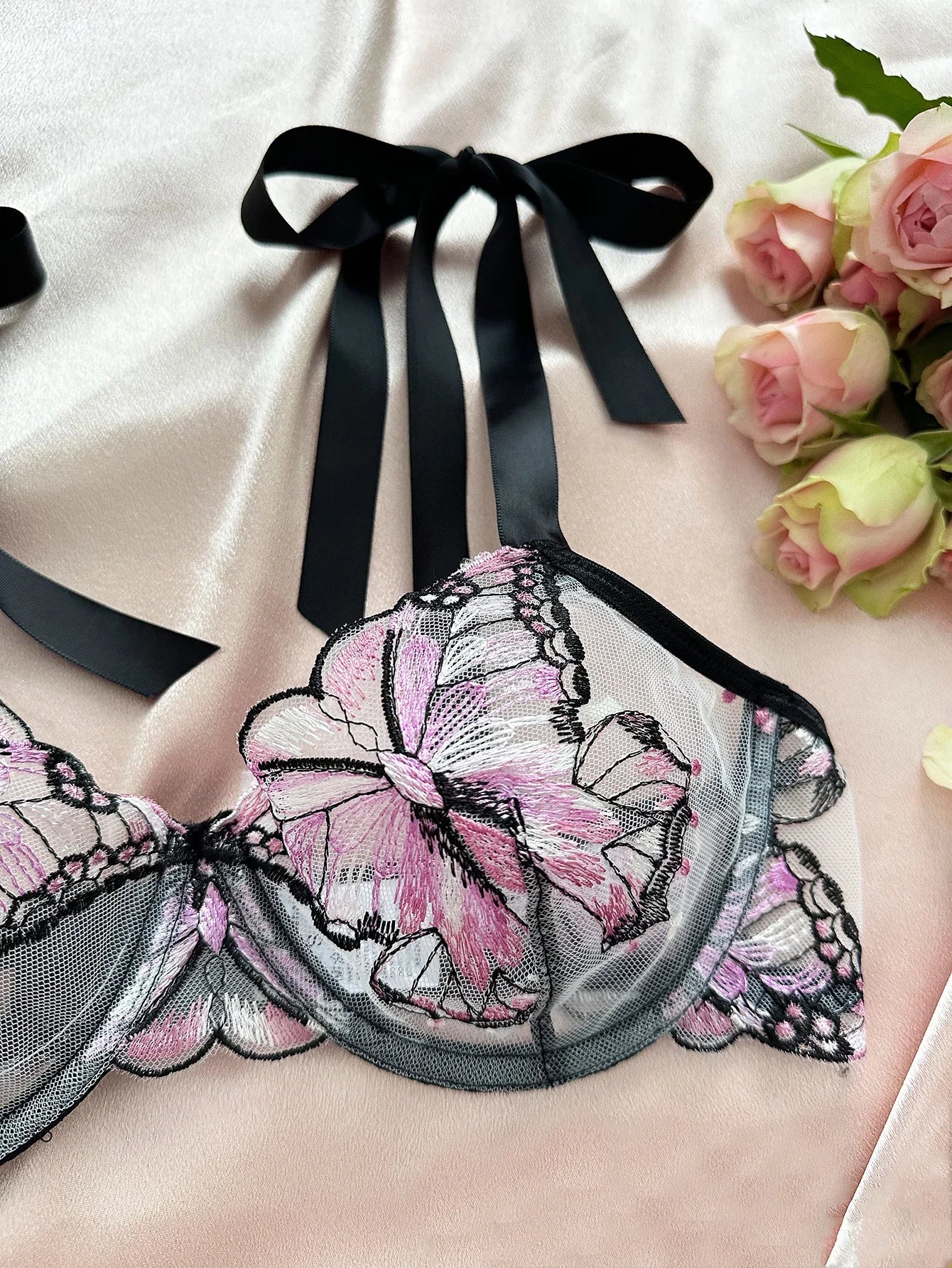 Ellolace Butterfly Lingerie Fancy Lace Delicate Underwear Fairy Embroidery Sheer Exotic Sets Bowknot Bilizna Hot Girl Underwear