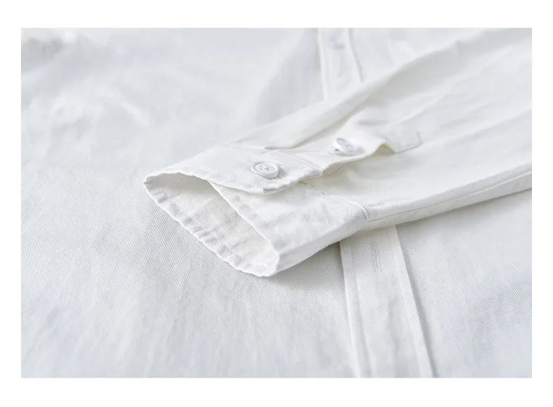 Basic Men's Long-Sleeve Cotton Shirt - Casual and Versatile Spring Style 100% Cotton Solid Color Casual Shirt