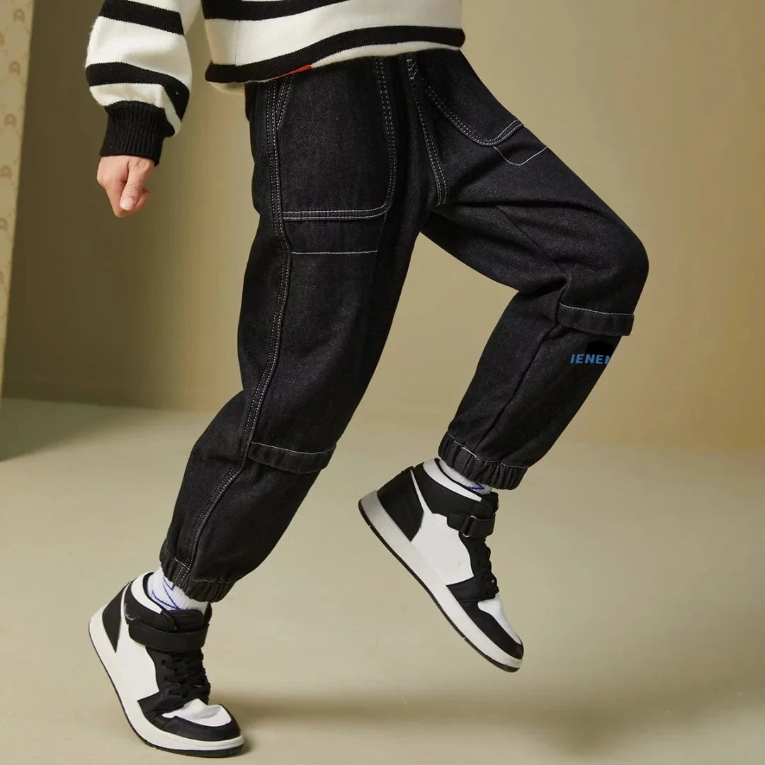 IENENS Autumn Boy's Jeans Clothes Kids Cowboy Pants Children Casual Denim Clothing Bottoms Trousers Baby Boy Casual Soft Jean