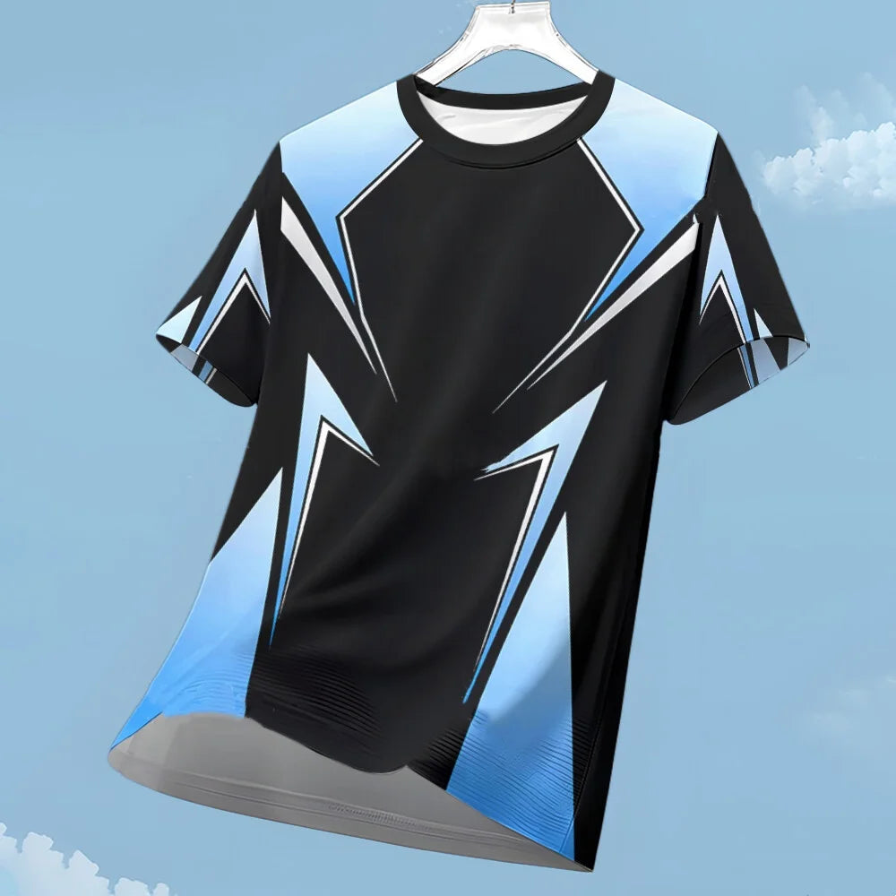 Men's T-shirt Fashion Color Block 3D Print Tee Outdoor Run Fitness Sports Short Sleeve Summer Casual O-neck Loose Breathable Top