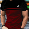 New 3D round-neck men's T-shirt, made of casual polyester knitted fabric, elastic and light, regular fit, striped pattern