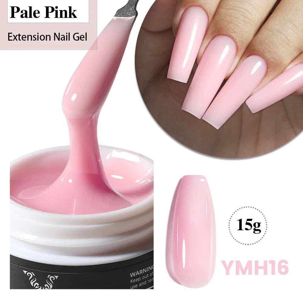 YOKEFELLOW 15g Jelly Extension Gel Nail Polish Nude Pink Clear Building Construct Extend Gel Soak Off UV LED Acrylic Gel Varnish