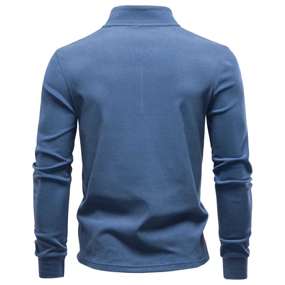 2025 New Men Stand-Up Collar Half-Zip Soft Shell Sweatshirt Long Sleeve Breathable Warm Pullover Casual Streetwear Jacket‌