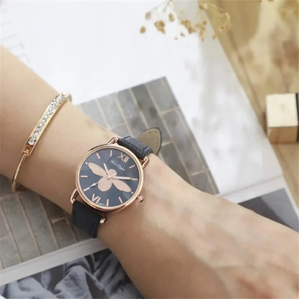 Simple Cute Womens Watches Ladies Fashion Bee Watch New Simple Casual Womens Analog WristWatch Bracelet Gift Relogios Feminino