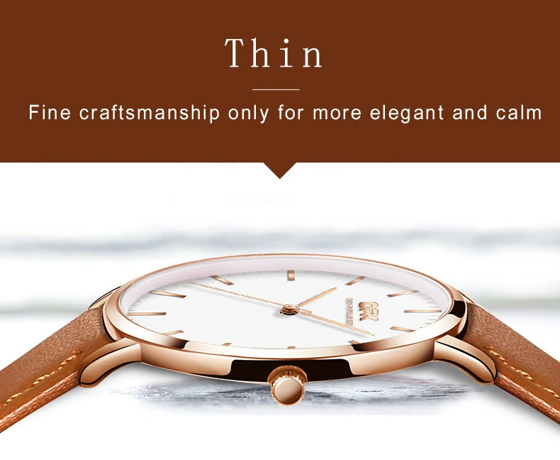 OPK 8101 Original Quartz Watch For Women Waterproof Leather Strap Hand Clock Simple Dial Top Brand Fashion Ladies Wrist Watches