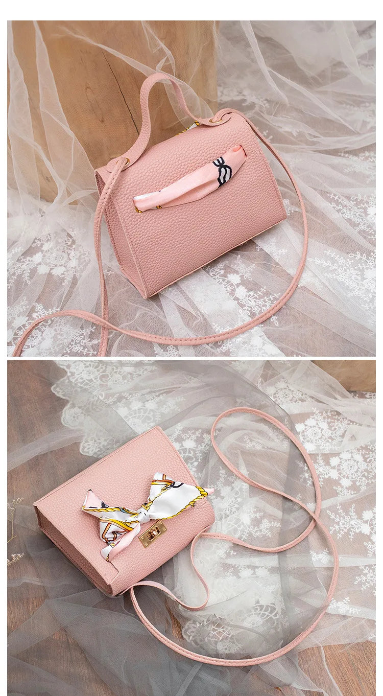 2024 New Women Ribbon PU Leather Bow Decor Mini Flap Hangbag Ladies Fashion Wallet Shoulder Messenger Crossbody Bag Totes Wallet