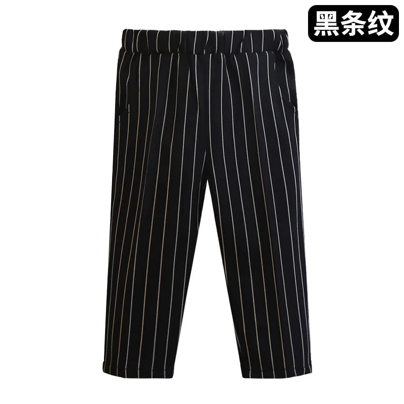 New Children Boys Suit Pants Cotton Plaid Kids Boys Casual Pants Elementary School Performance Pants For 1-10Y Boys Loose Pants