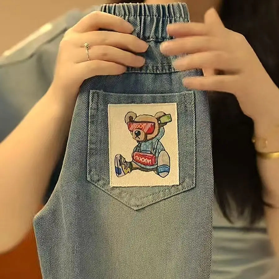 Children's Jeans Spring and Autumn New Kids Cropped Trousers Baby Loose Straight Jeans Boys Casual Children's Clothing