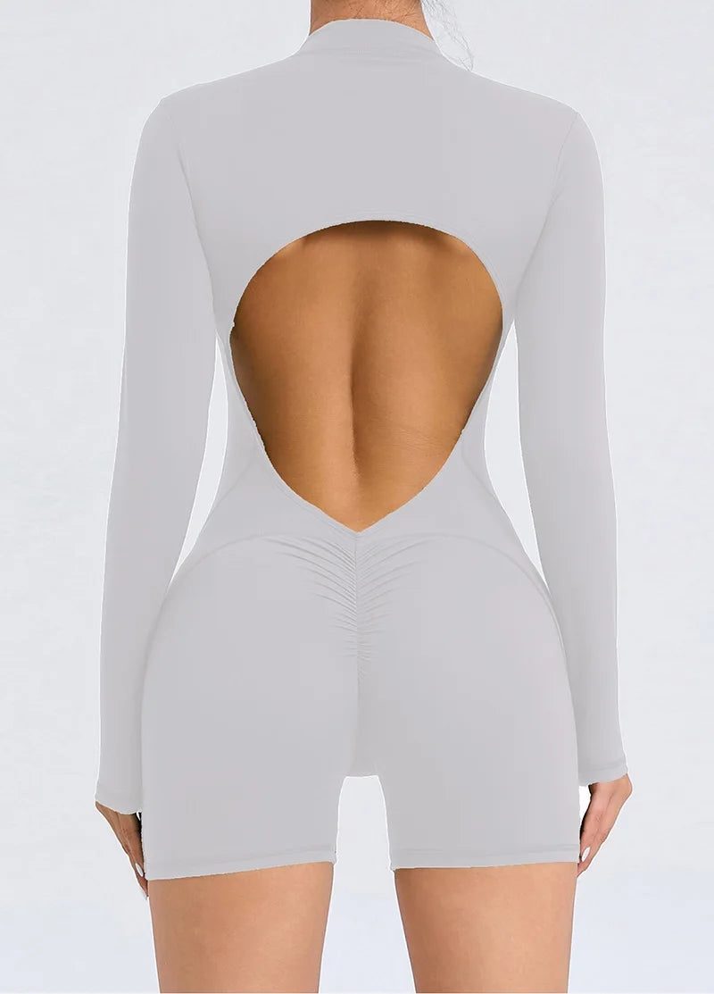 Cloud Rise Women Yoga Jumpsuit Long Sleeve Sports One Piece Suit Gym Pilates Fitness Bodysuit Rompers Workout Overall Sportswear