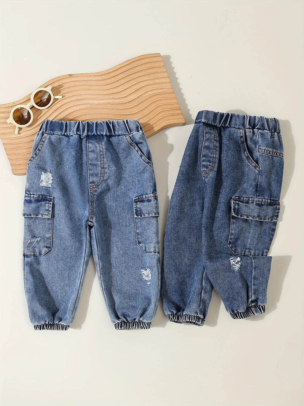 A Pair Of Casual Washed Jeans For Baby Boys Fashionable Workwear Pants And Sports Pants For Little Boys In Autumn And Winter
