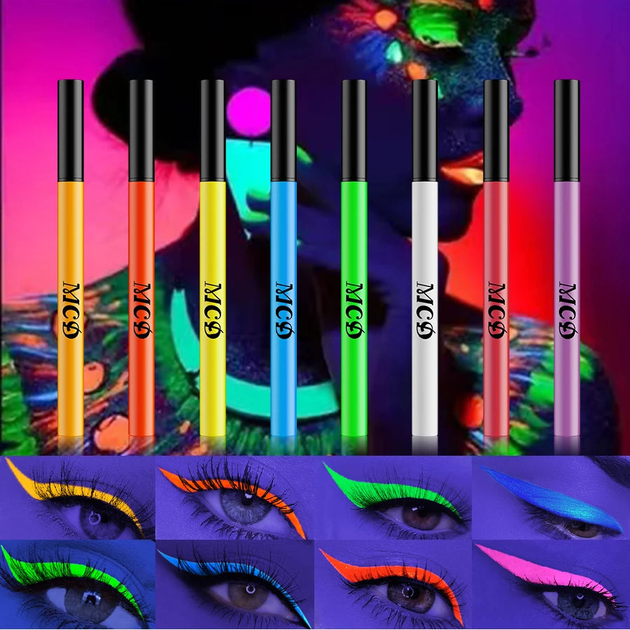 1PC UV Light Neon Eyeliner Pen Eyes Makeup Blue Green Waterproof Liquid Color Eye Liner Pencil Make Up Cosmetics Yellow Purple