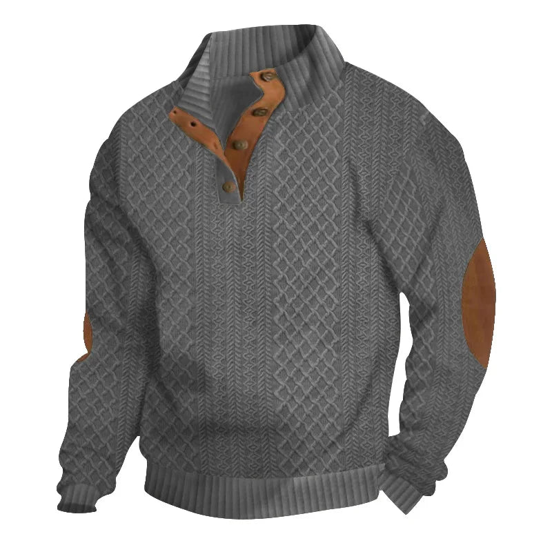 2024 cross-border hot-selling autumn and winter men's casual stand-up collar long-sleeved jacquard knitted pullover sweater