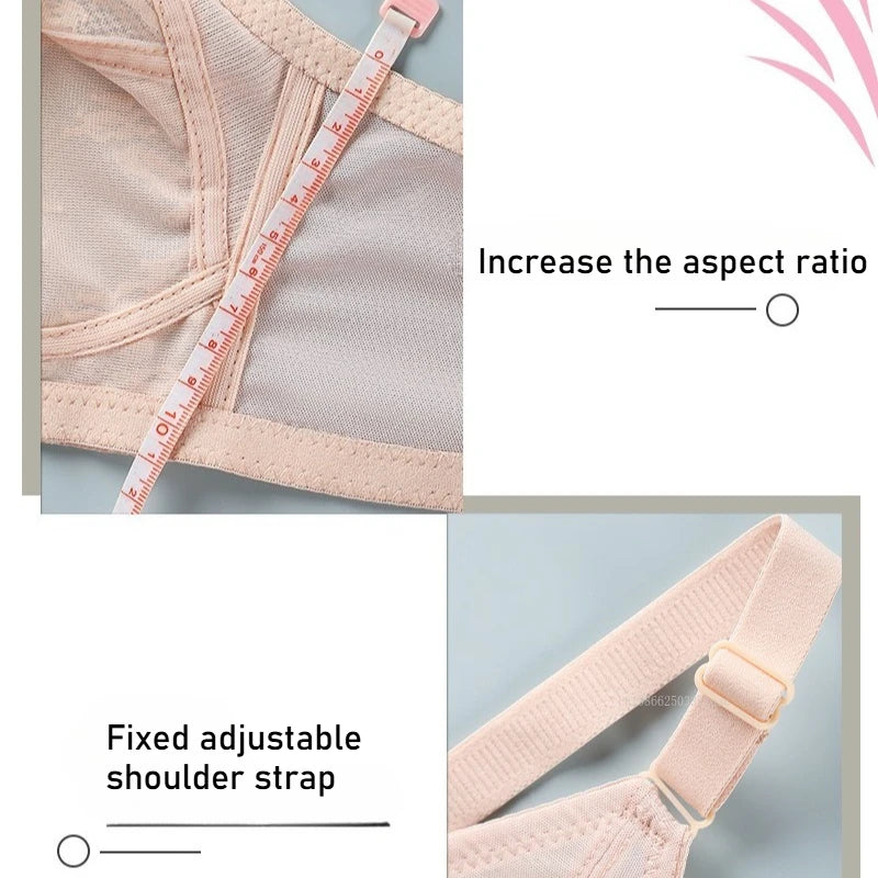 Ultra Thin Sexy Lace Full Cup Bra Women's Plus Size Floral No Steel Ring Bra Ultra-Thin No Sponge Transparent Push Up Underwear