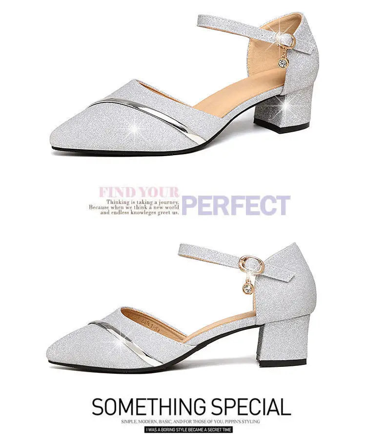 Women's High Heels Fashion High Quality Women Sandals Golden Party Night Club Pumps Sexy Sequins Women Shoes Sandalias de mujer