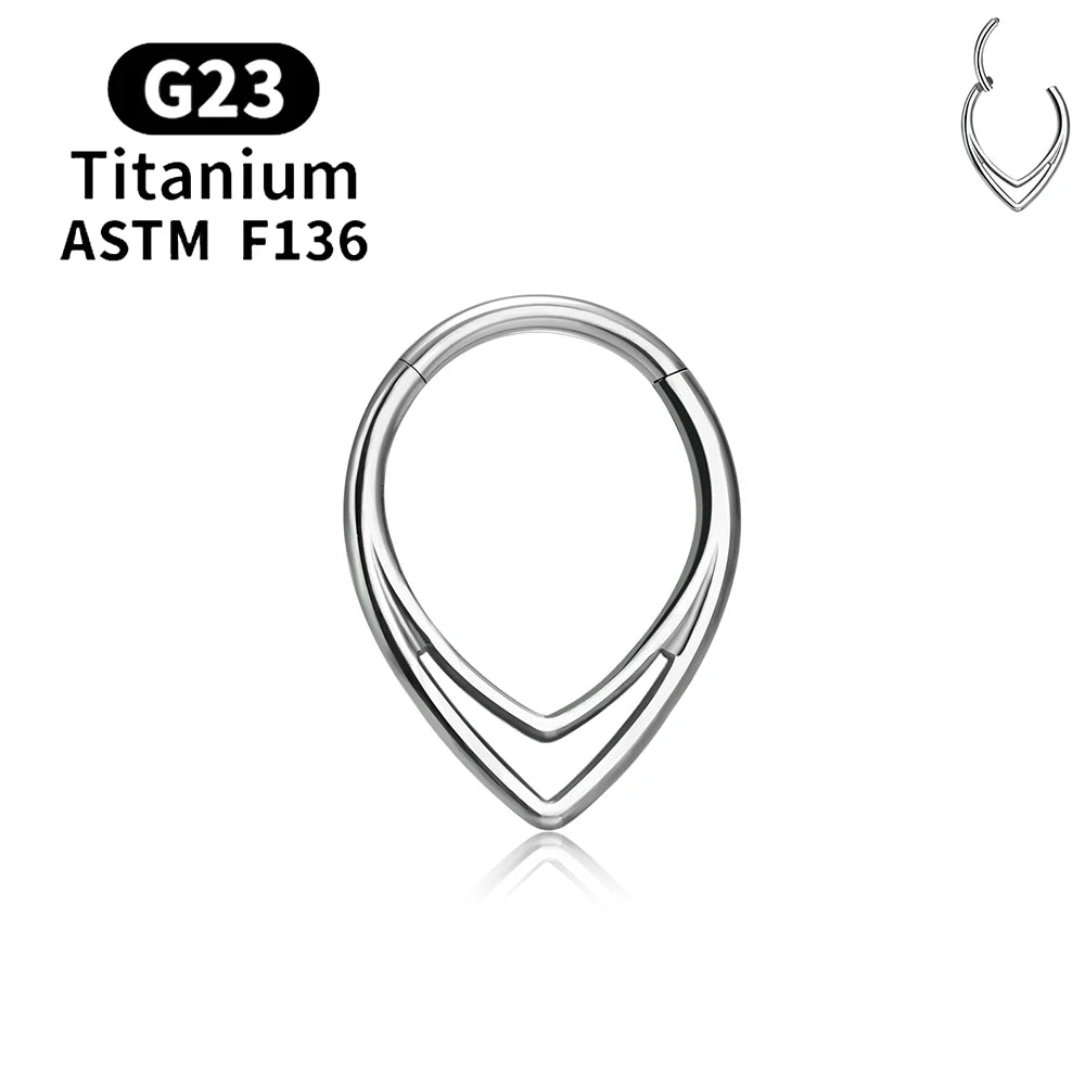 ASTM F136 G23 TItanium Piercing Septum Heart Nose Rings 16G Hinged Clicker Tragus Cartilage Helix Earrings Punk Body Jewelry