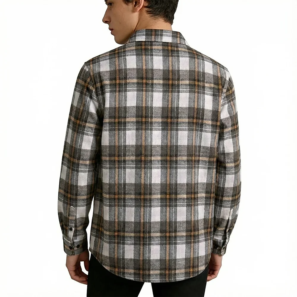 Men's Spring Autumn Plaid Button Down Shirt Long Sleeve Casual Open Front Cardigan Fashion Loose Fit Top