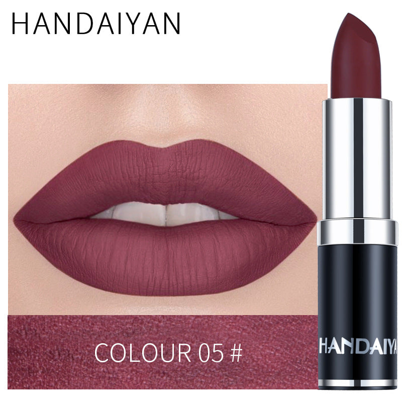 HANDAIYAN 12 Color Matte Lipstick Waterproof Moisturize Velvet Sexy Lip Gloss Popular Color Hot Selling Fashion Beauty Lipstick