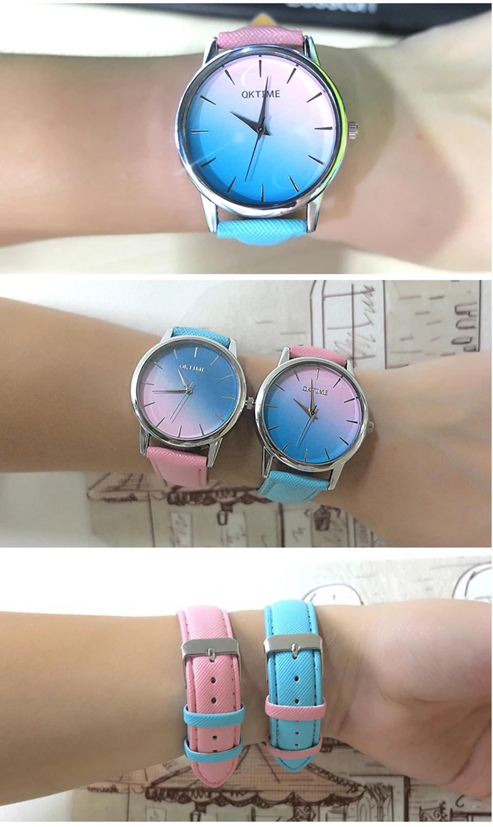 BK25 Fashionable Men watch color dual splicing Women watch waterproof simple quartz watch couple watch  gift watches for man