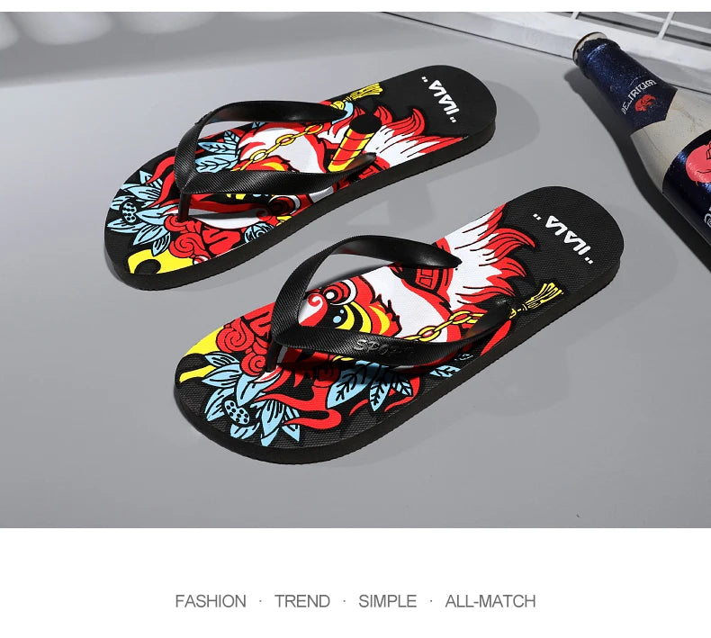 Flip Flops men's summer non-slip sandals men's foot clamp trend rubber abrasion resistant outer wear beach shoes slippers men