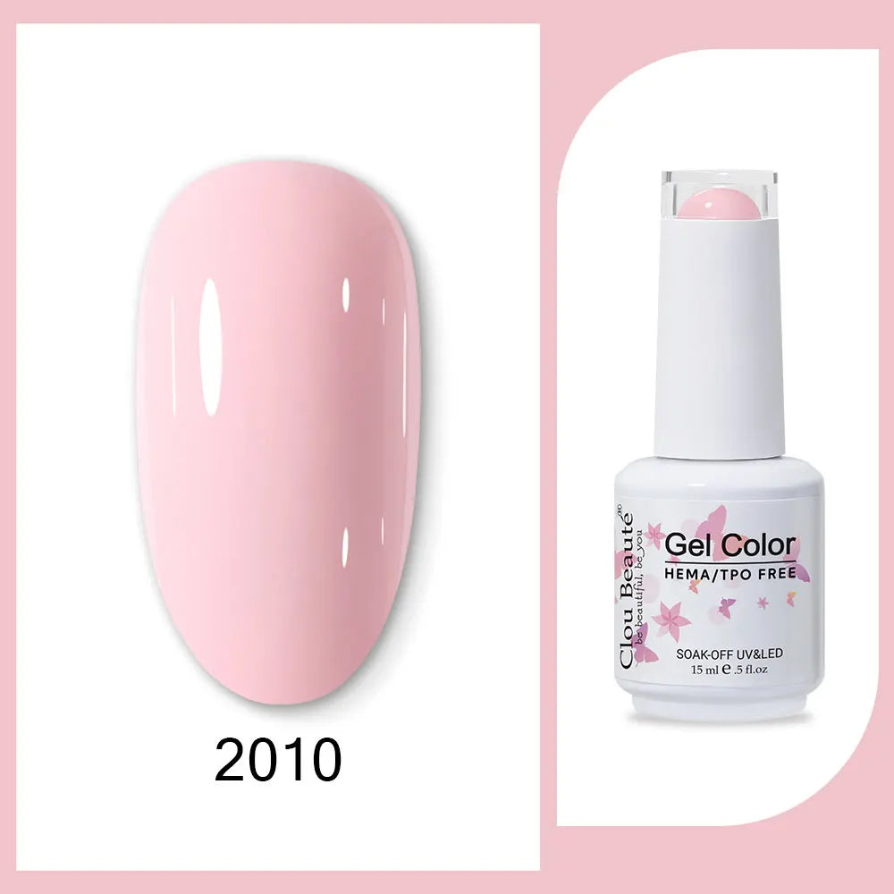 Clou Beaute 15ml Red Black White Green Neon Gel Nail Polish Base Top Coat Velvet Top 400 Colors Semi Permanent Gel Nail Varnish